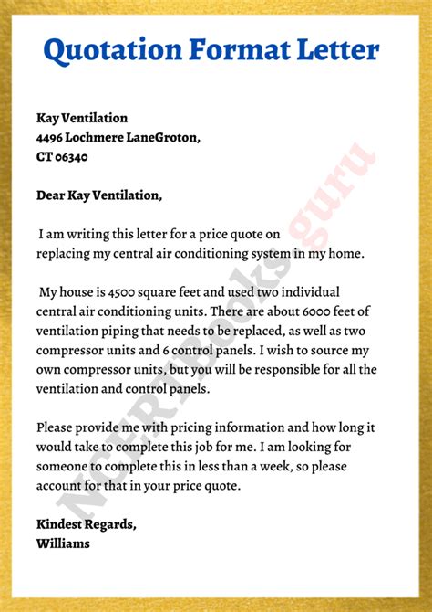 Construction quotation sample letter Use or copy this quote sample