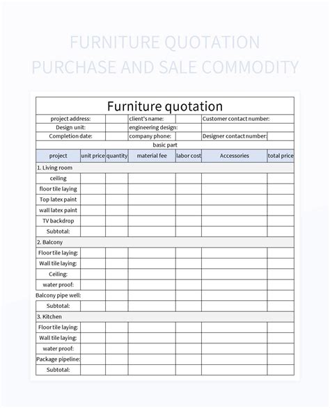 Quotation For Furniture Format