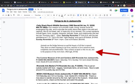 quotation in google docs
