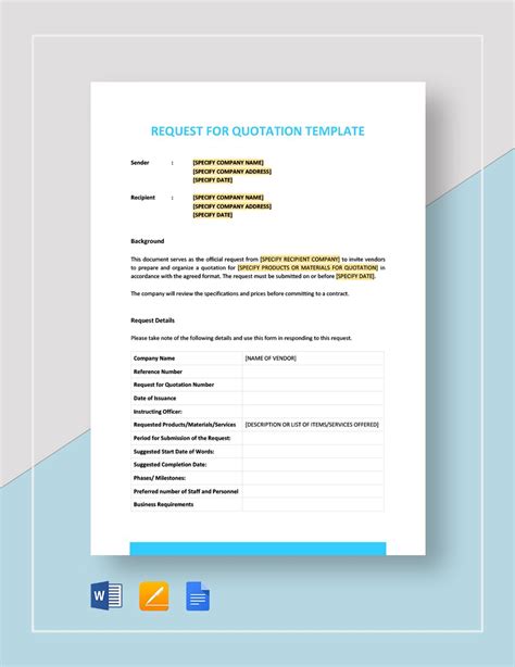 Quotation Request Template