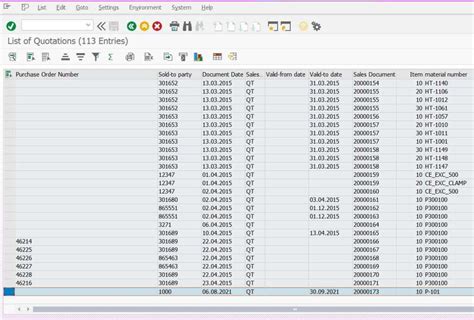 Quotation Table In Sap