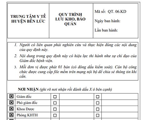 quy định kho bảo quản