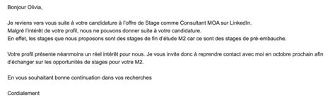 modele courrier reponse negative candidature Modele de lettre type