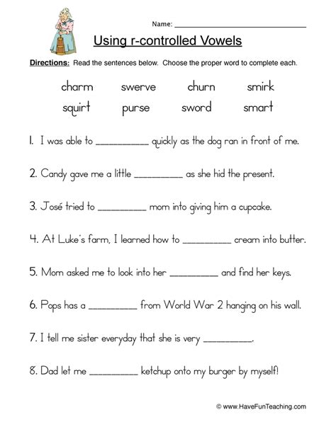 r controlled vowels worksheets 3rd grade