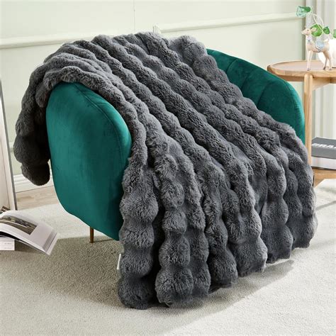 Rabbit Fur Throw Grey