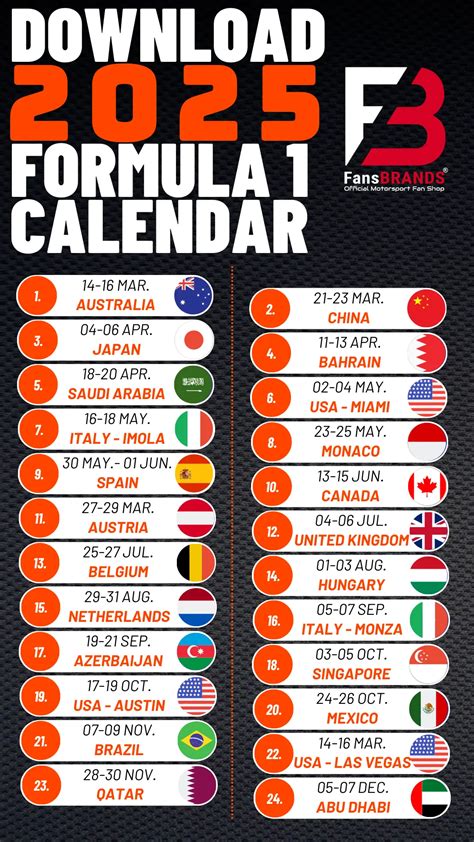 Race Calendar F1