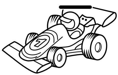 racing car cartoon black and white