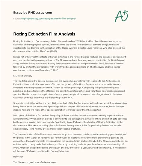 racing extinction reaction paper