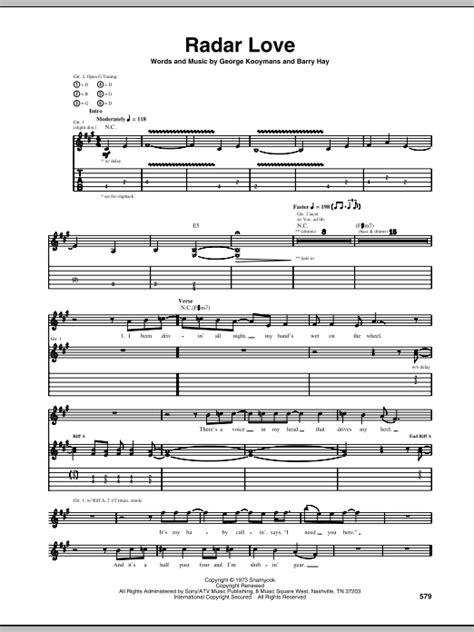 radar love chords