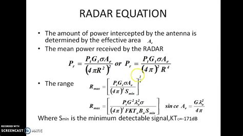 radar range equation in db
