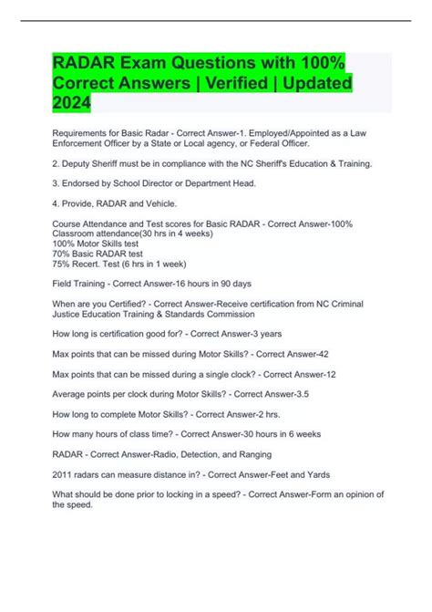 Radar Test Answers