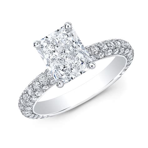radiant cut micro pave engagement rings