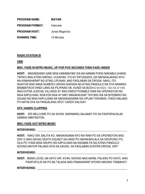 Radio Interview Script Sample Pdf