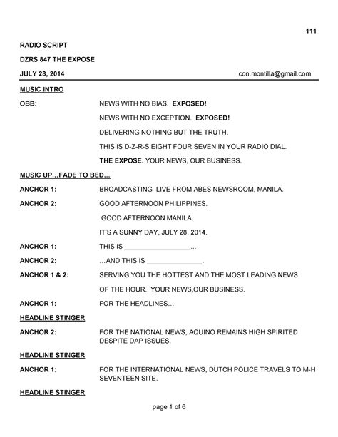 radio script example for students in english