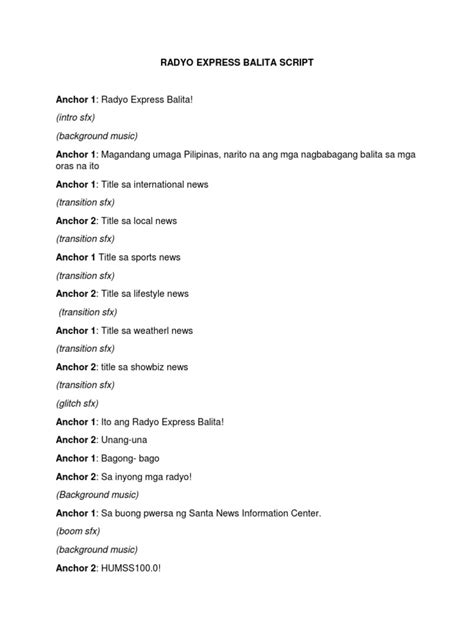 radio script example for students tagalog
