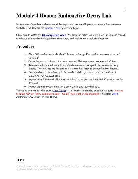 Radioactive Decay Lab Answers
