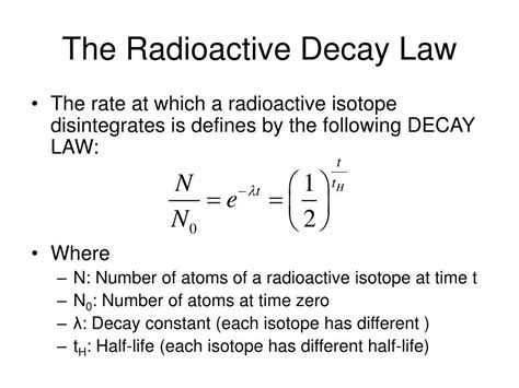 Radioactive Decay Law Formula