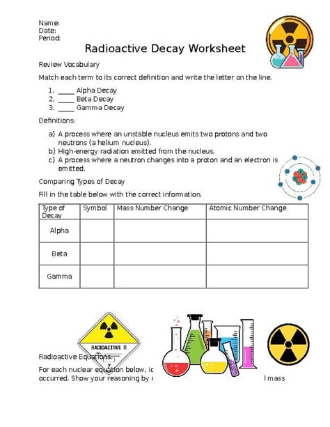 Radioactive Decay Math Worksheet