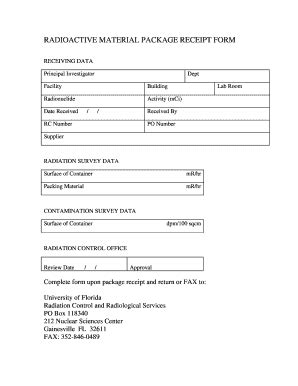 Radioactive Material Package Receipt