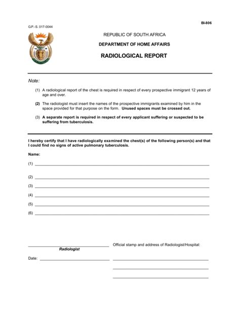 radiology report home affairs