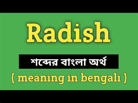 radish meaning in bengali