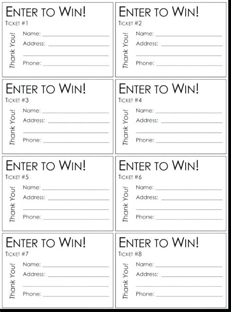 raffle drawing entry form template