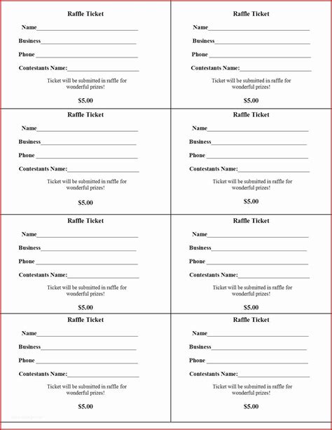 raffle ticket database entry form template