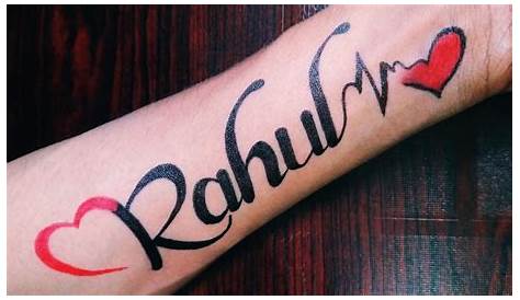 Calligraphy Rahul Name Tattoo Designs