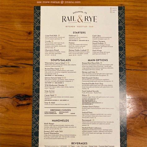 rail and rye menu