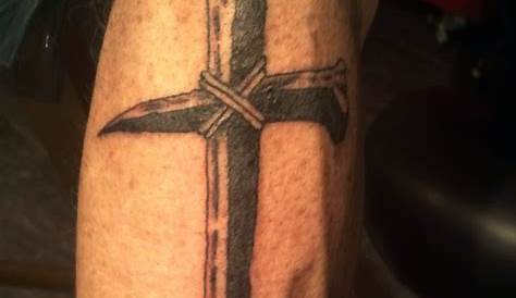 Railroad Spike Cross Tattoo "Blessed Deliverance" Made Of And