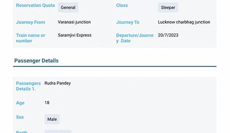 Railway E Ticket Format Pdf IRCTC Identity Document (Admission)