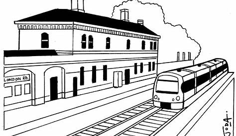 West Hinsdale Train Station 14 inch by 11 inch pen and