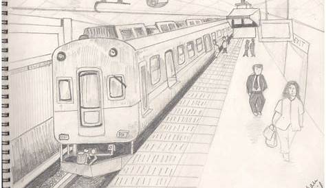 Railway Station Images Drawing West Hinsdale Train 14 Inch By 11 Inch Pen And