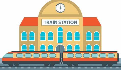 Railway station scene clipart 2 » Clipart Station