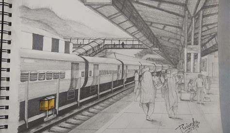 Railway Station Scene Sketch Kluang Train , Malaysia My Last At The KTM