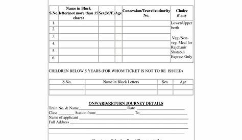 Railway Ticket Booking Application Form Identity Document (Admission)