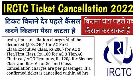 Railway Ticket Cancellation Charges Before 15 Days IRCTC E And Refund Guidelines During