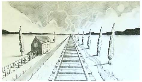 One point perspective railroad tracks. http//www.amazon
