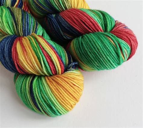 Hand dyed superwash merino dk yarn. Variegated double knit
