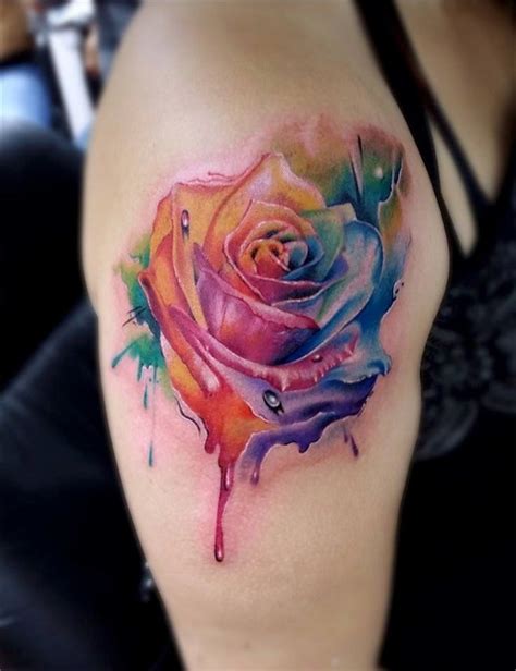 Powerful Rainbow Flower Tattoo Designs References