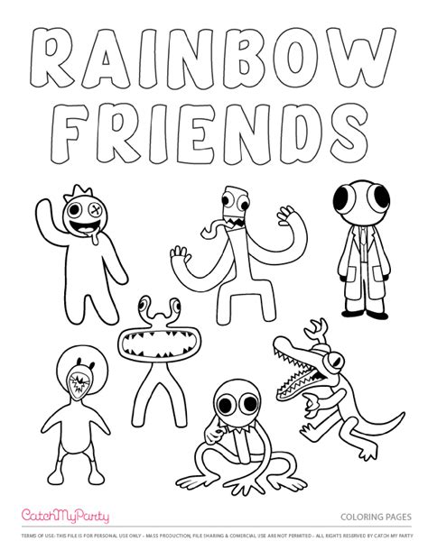 Rainbow Friends Roblox and Robot Coloring Page Free Printable
