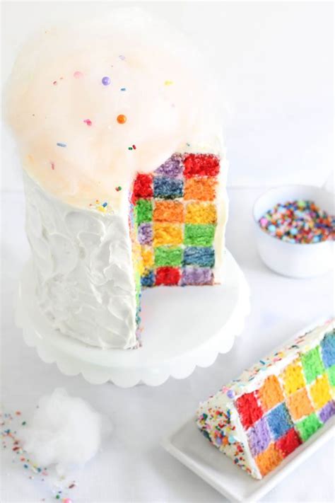 Lemony Rainbow Checkerboard Cake Sprinkle Bakes