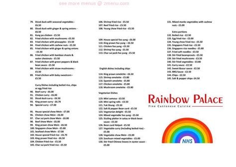 rainbow palace restaurant menu