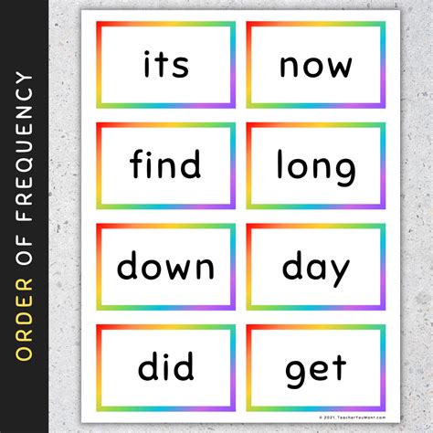 Rainbow Sight Words Printable Flash Cards Printable