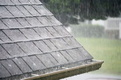 raindrops hitting roof rainy day