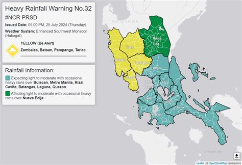 rainfall warning today metro manila
