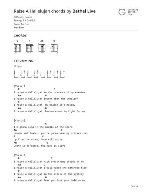 raise a hallelujah chords ultimate guitar