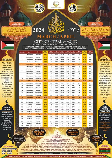 ramadan 2024 timetable stoke on trent