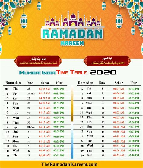 ramadan fasting schedule 2020