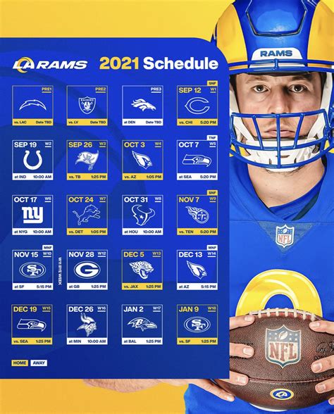 Printable 20212022 Los Angeles Rams Schedule
